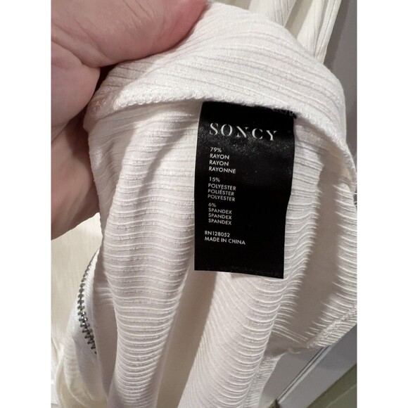 Soncy Off Shoulder Dress Womens PLUS Sz 1X Double Zipper Sexy Ribbed Knit New - Picture 5 of 8